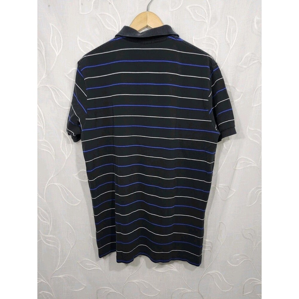 Vintage Polo Ralph Lauren Polo Shirt Men L Black Striped Cotton Y2k - Picture 7 of 7